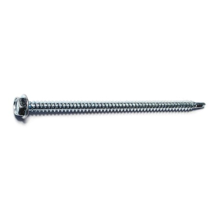 Midwest Fastener Self-Drilling Screw, #8 x 3 in, Zinc Plated Steel Flange Hex Head External Hex Drive, 100 PK 50891